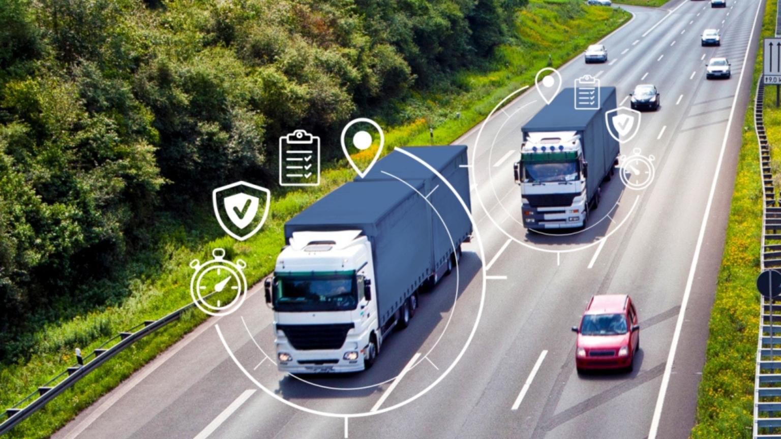 Caminhões na estrada